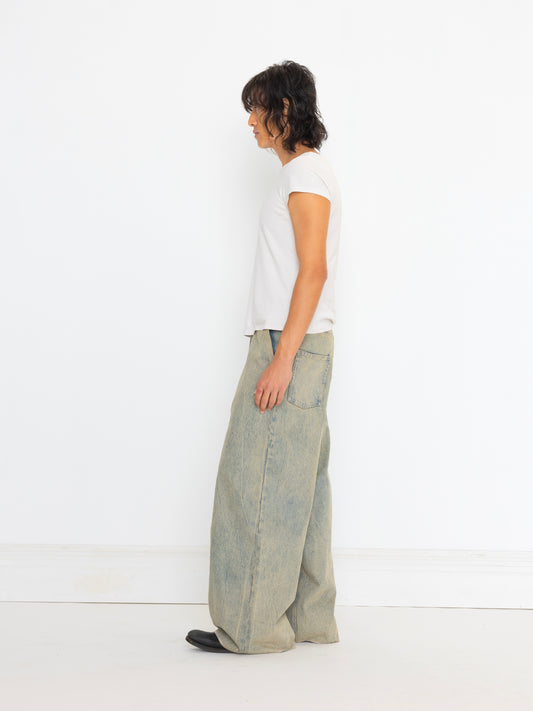 GREEN BAGGY UNISEX OVERDYED JEAN