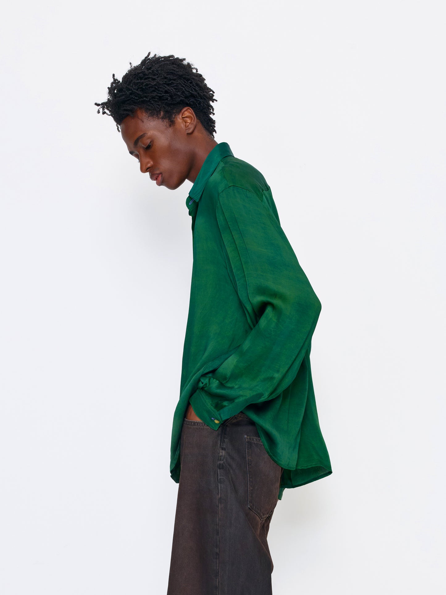 GREEN UNISEX SILK SHIRT