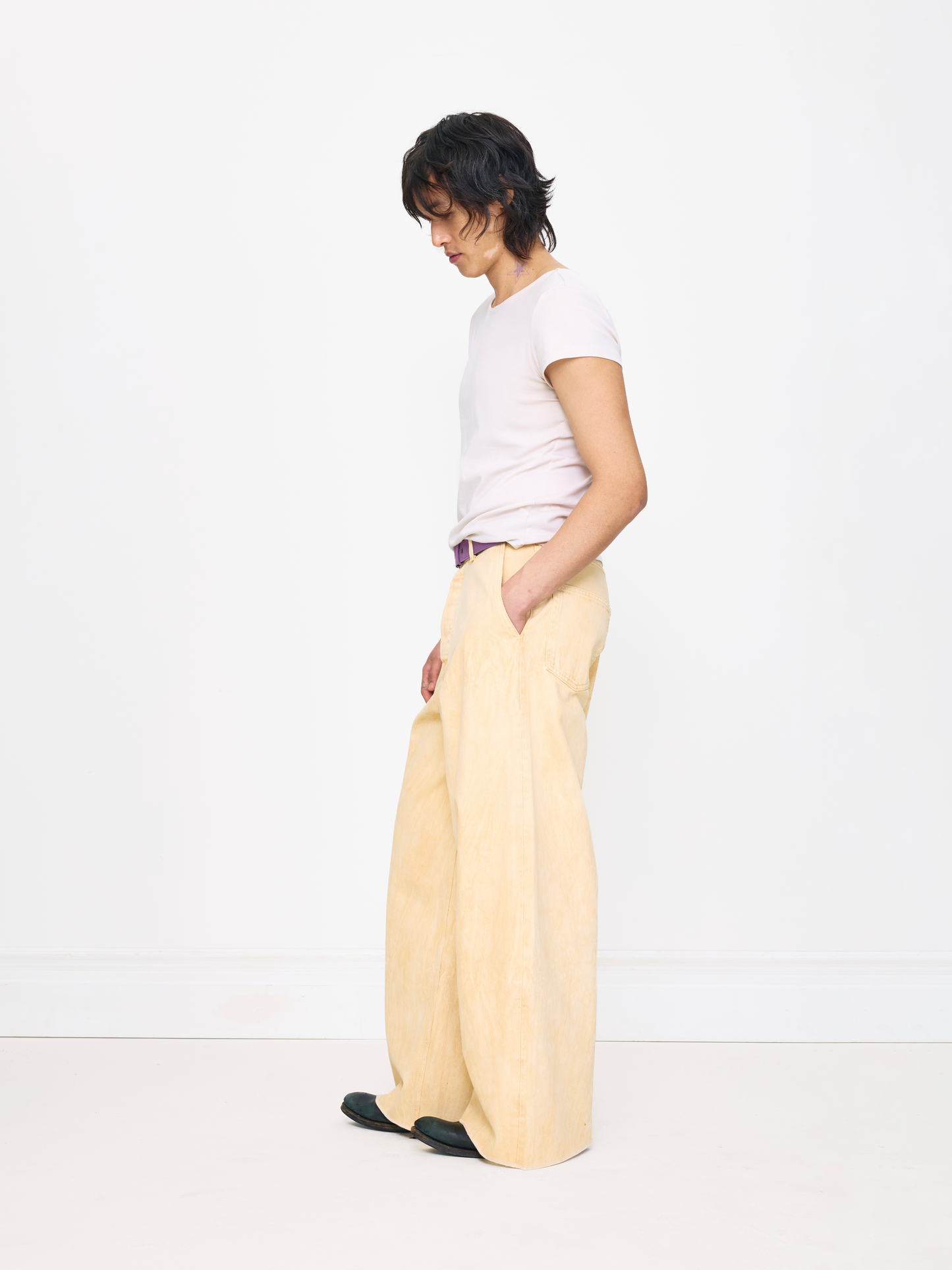 CREAM TIE DYE BAGGY UNISEX JEAN