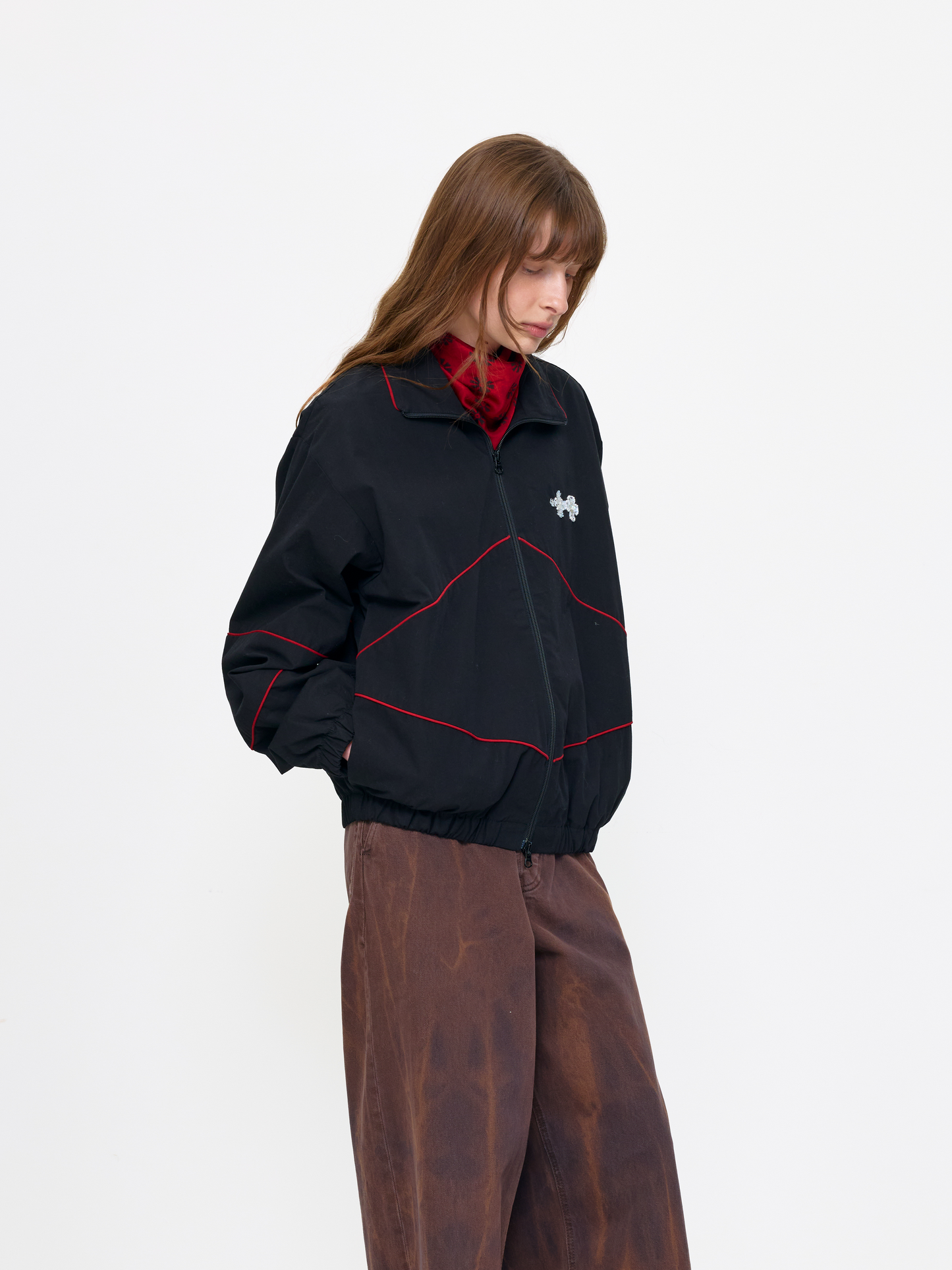 BLACK RED UNISEX FOOTBALL JACKET