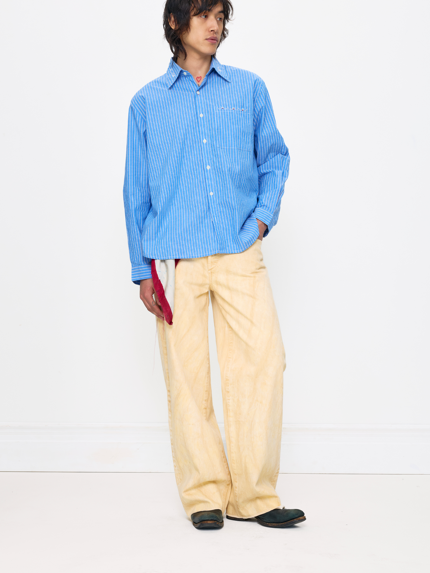 CREAM TIE DYE STRIGHT UNISEX JEAN