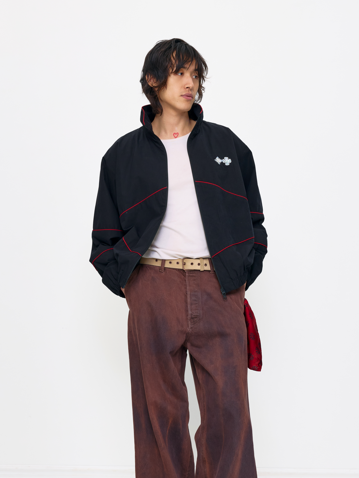 BLACK RED UNISEX FOOTBALL JACKET