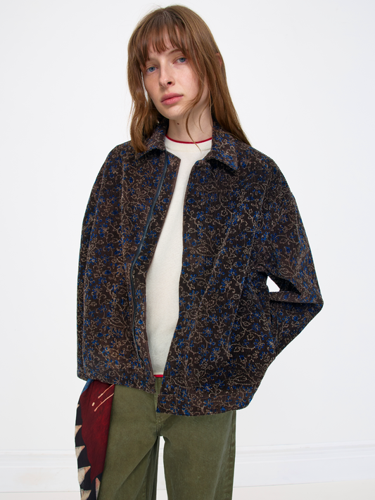 BLACK BLUE UNISEX HAND BLOCK PRINT JACKET