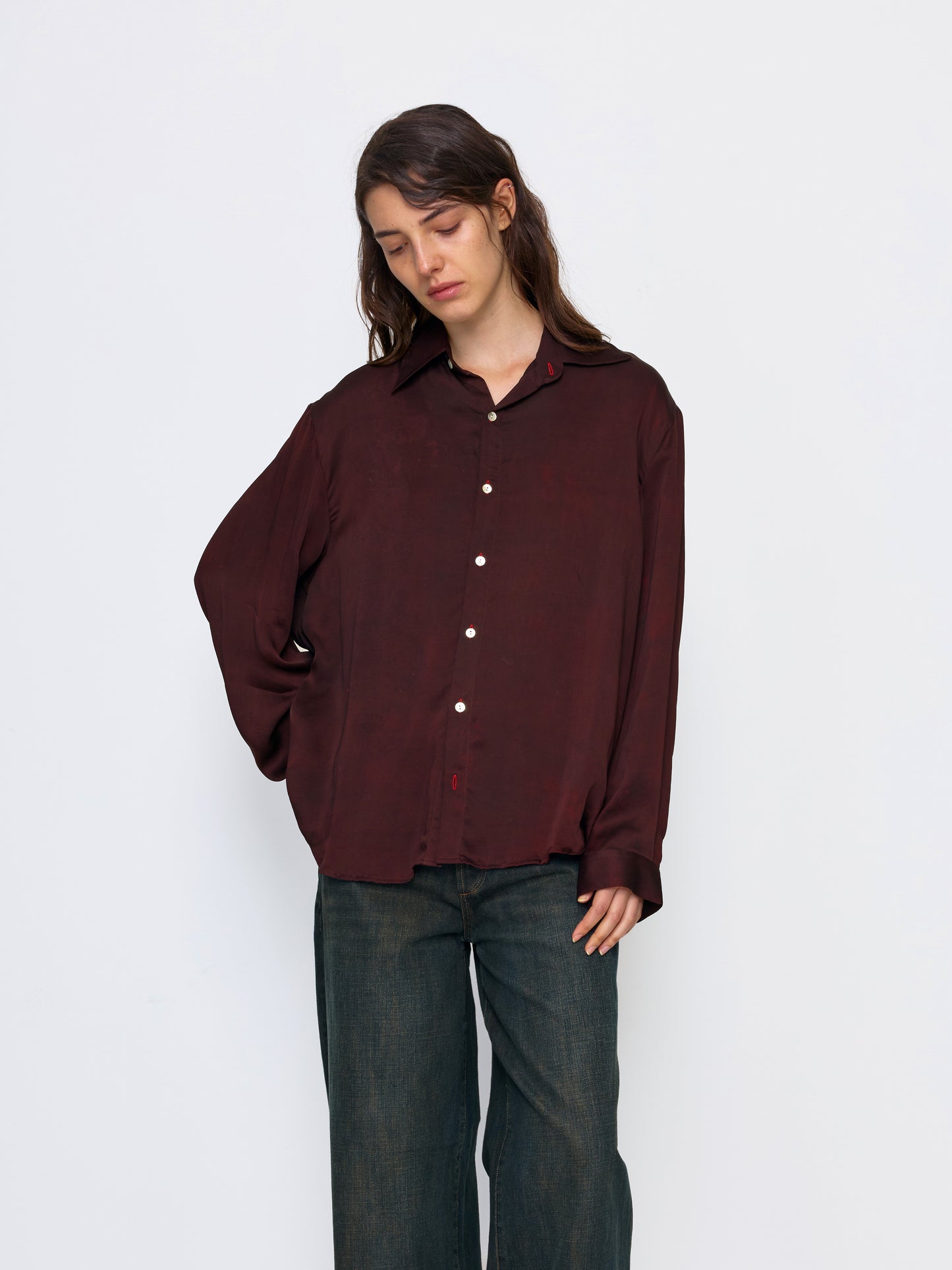 MAROON UNISEX SILK SHIRT