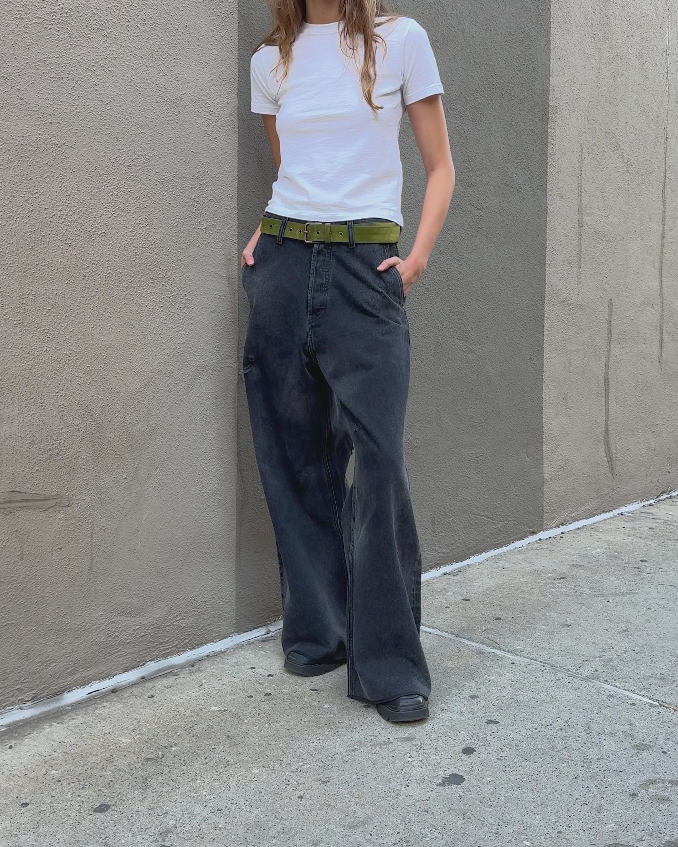 【BAON】[unisex] Walku Painter Cut Denim Wide Pants PRINTER BAGGY UNISEX JEAN – TONE DEAF STUDIOS