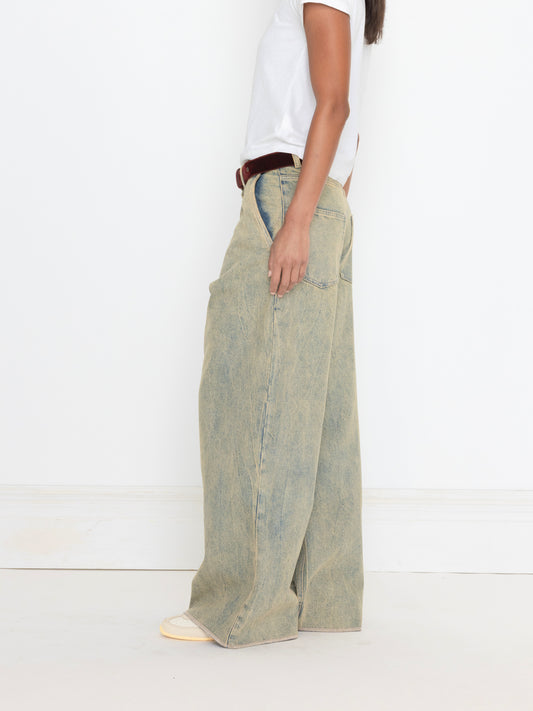 GREEN BAGGY UNISEX OVERDYED JEAN
