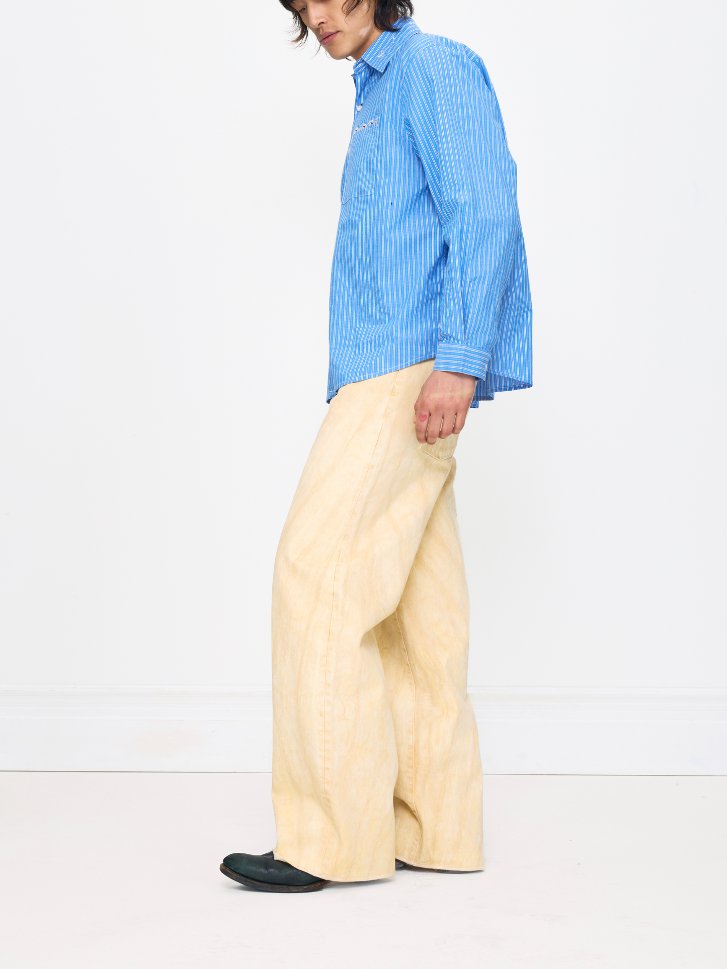 CREAM TIE DYE STRIGHT UNISEX JEAN