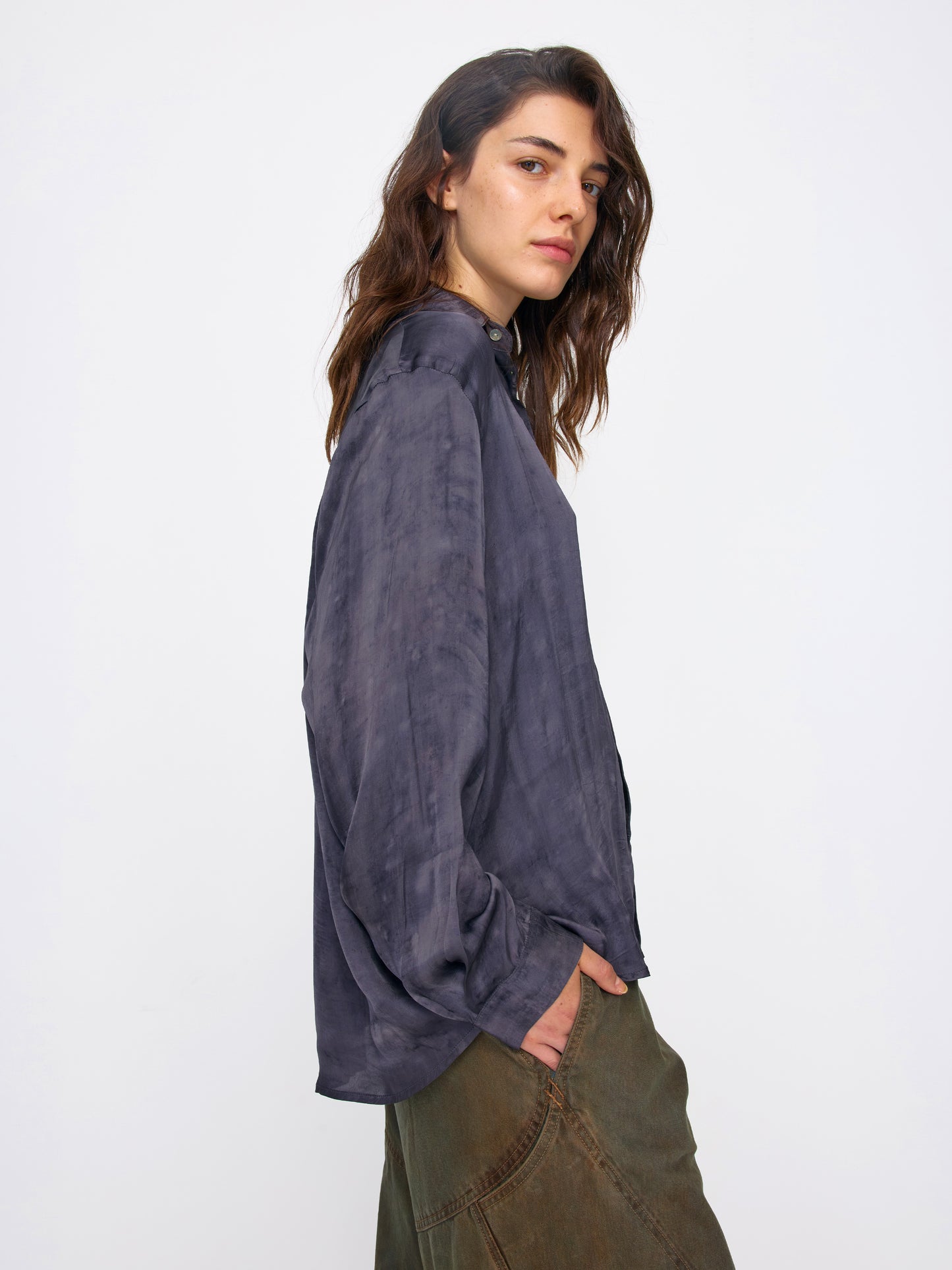 DARK SILVER UNISEX SILK SHIRT