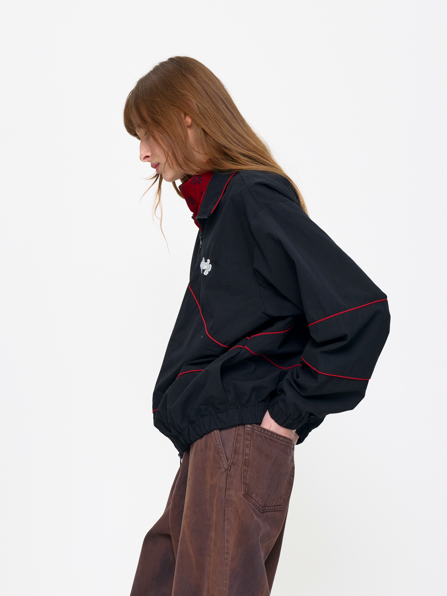 BLACK RED UNISEX FOOTBALL JACKET