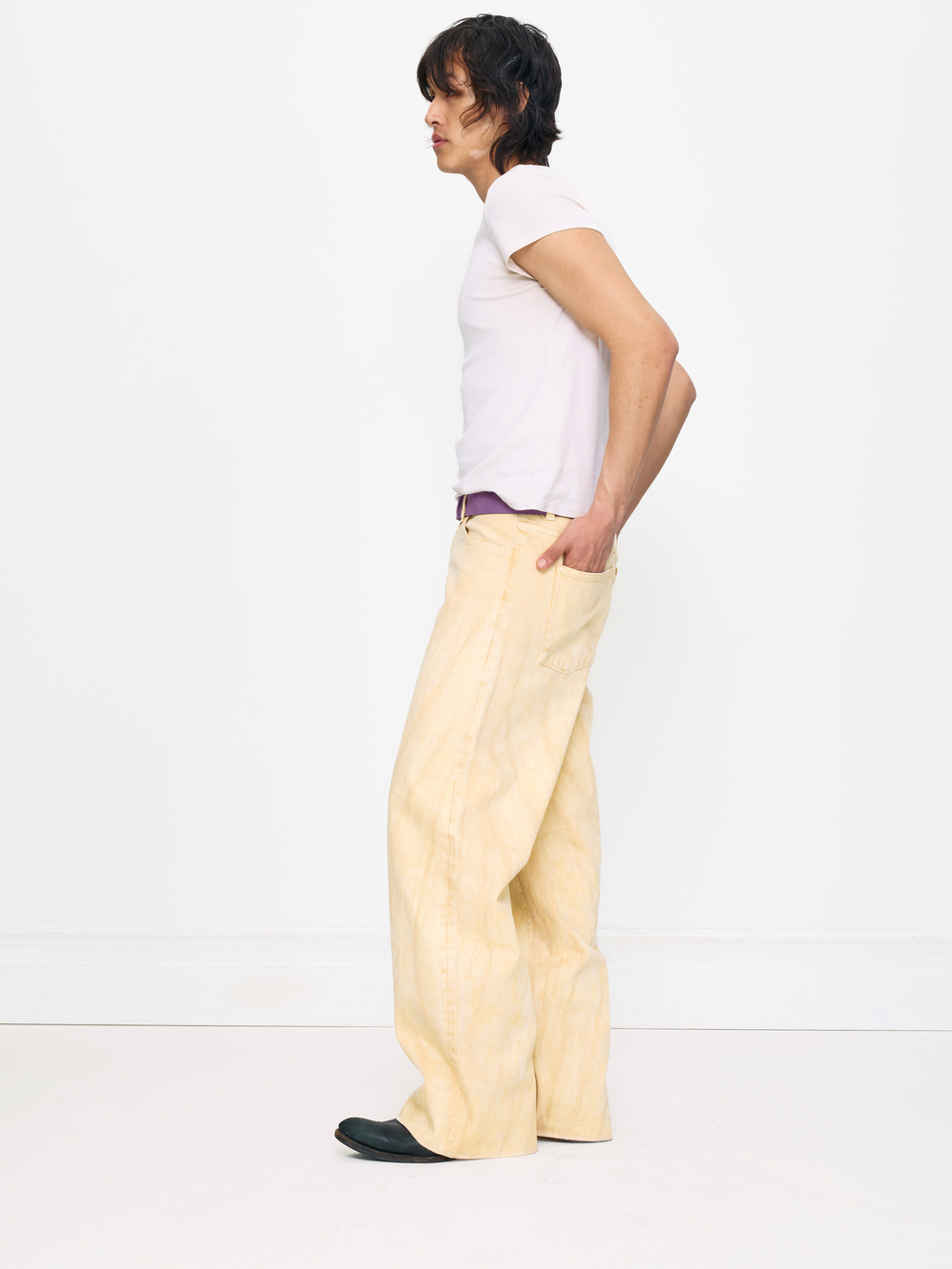 CREAM TIE DYE STRIGHT UNISEX JEAN