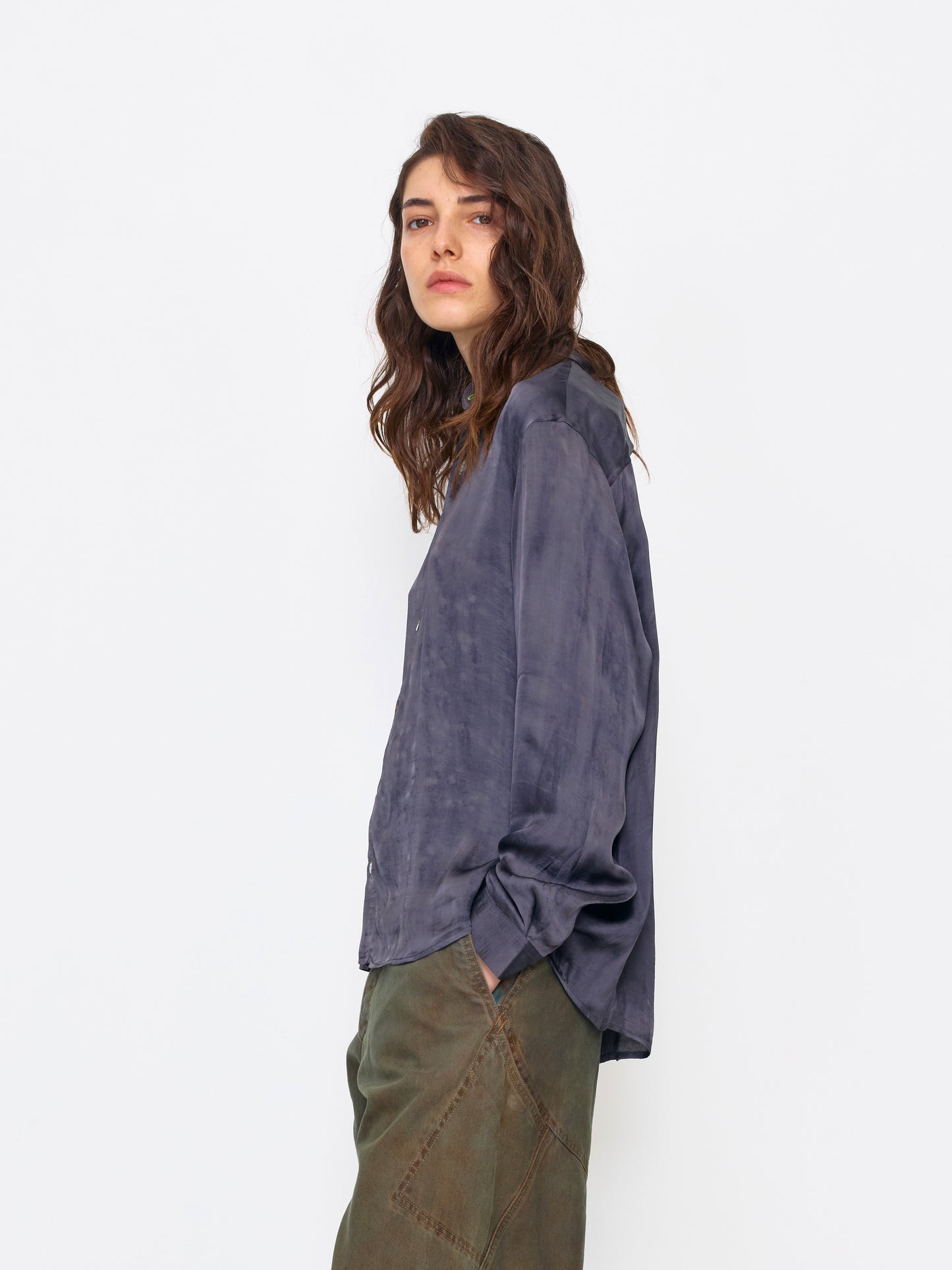 DARK SILVER UNISEX SILK SHIRT
