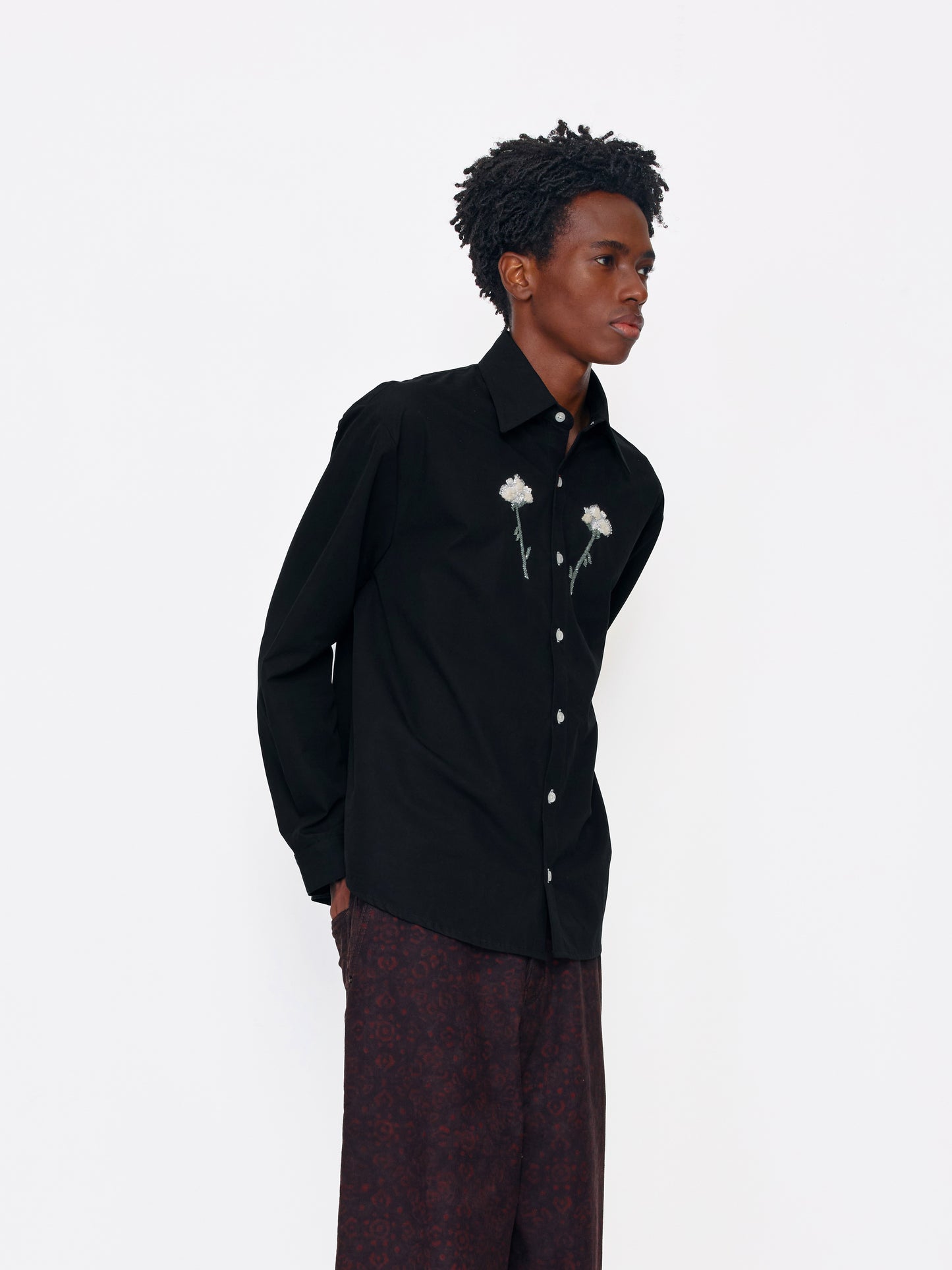 BLACK BEADED UNISEX SHIRT