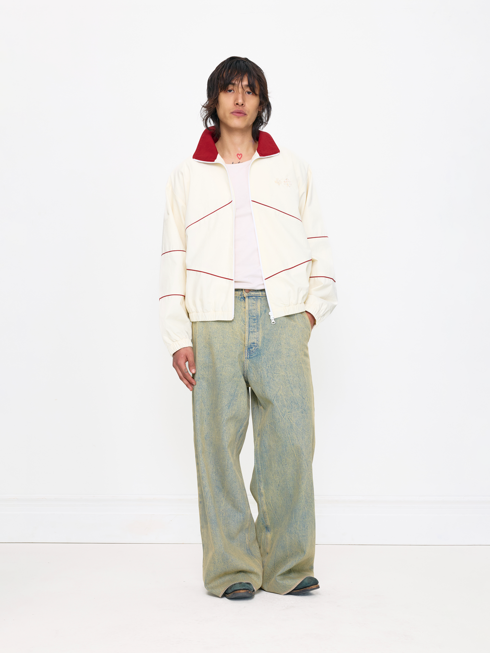 GREEN BAGGY UNISEX OVERDYED JEAN