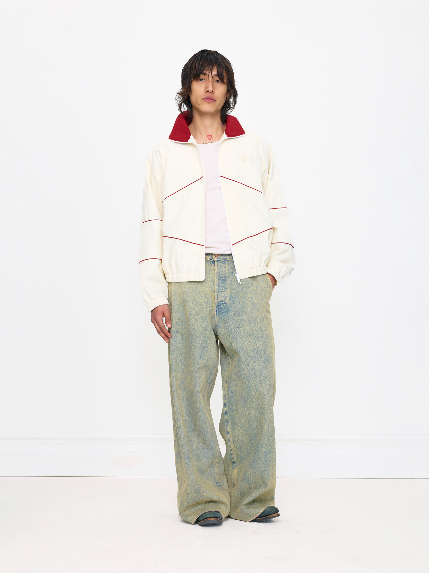 GREEN BAGGY UNISEX OVERDYED JEAN