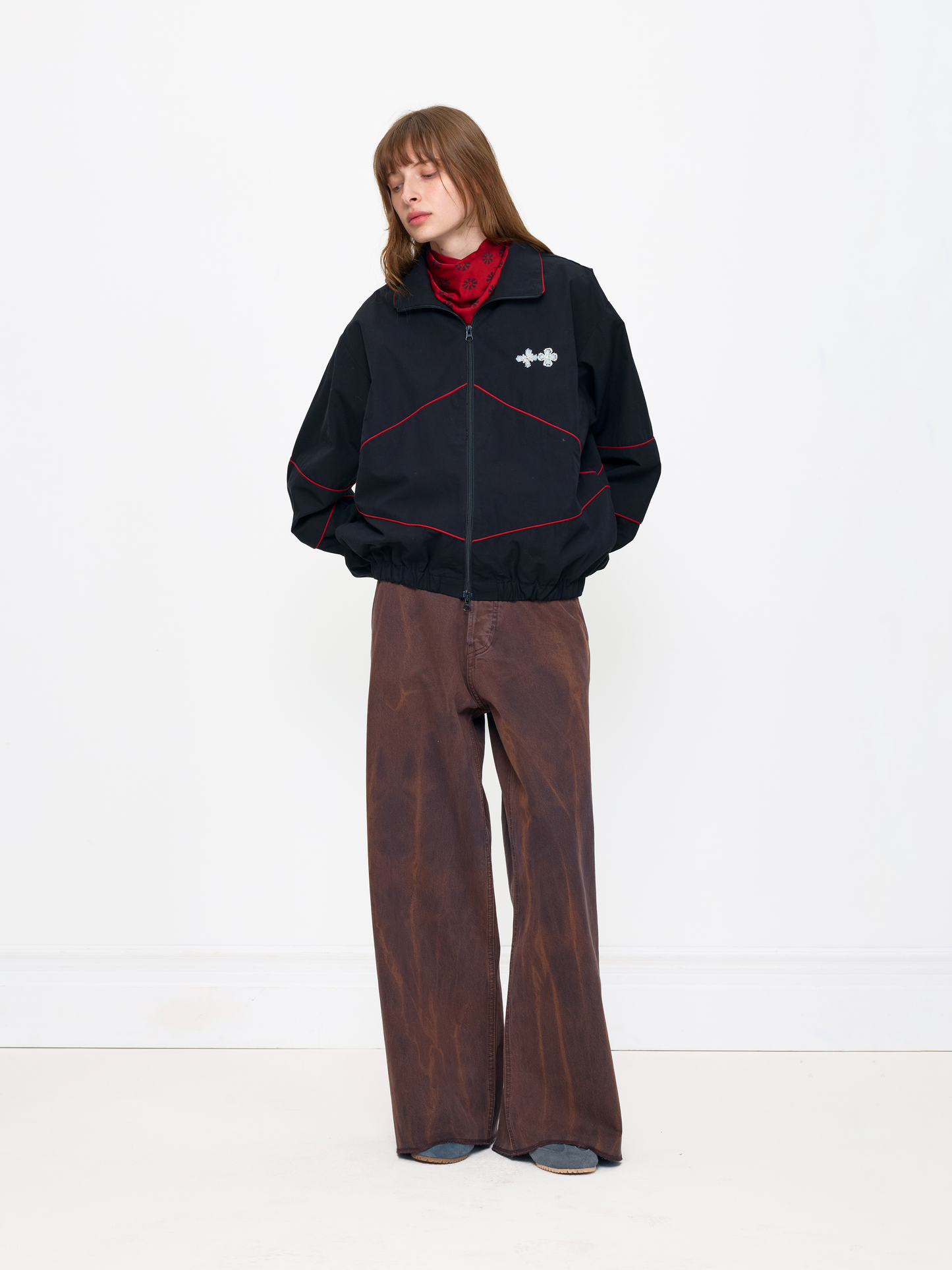 BLACK RED UNISEX FOOTBALL JACKET